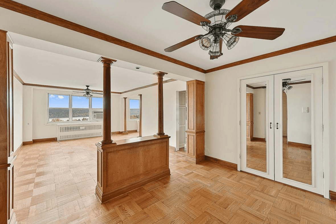 This one bedroom in the Bronx offers a lot of space and Hudson River views