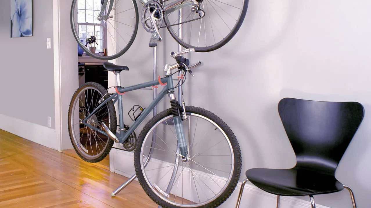 This bolt-free bike rack offers apartment storage without the drilling