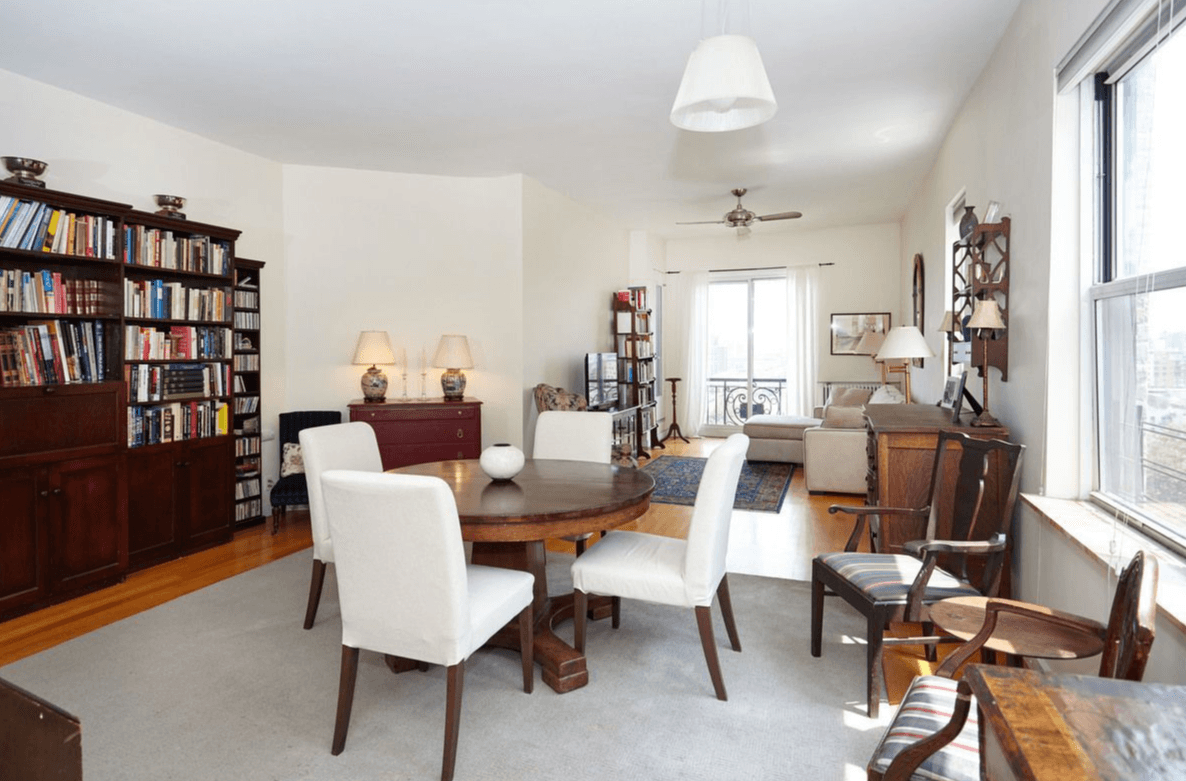 This three-bedroom co-op is a block from Columbia University