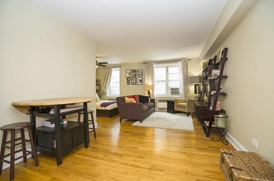This alcove studio in Jackson Heights comes with a surprisingly big kitchen