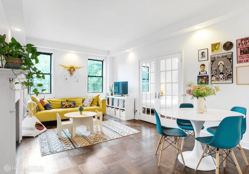 This Kensington two bedroom has prewar charm and a shared outdoor space