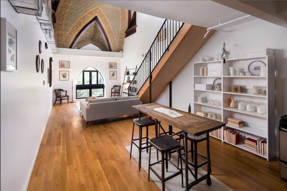 This Bushwick one bedroom is in a former church, and it shows