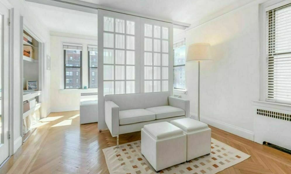 A renovated Sutton Place studio with a separate sleeping area, for $450,000