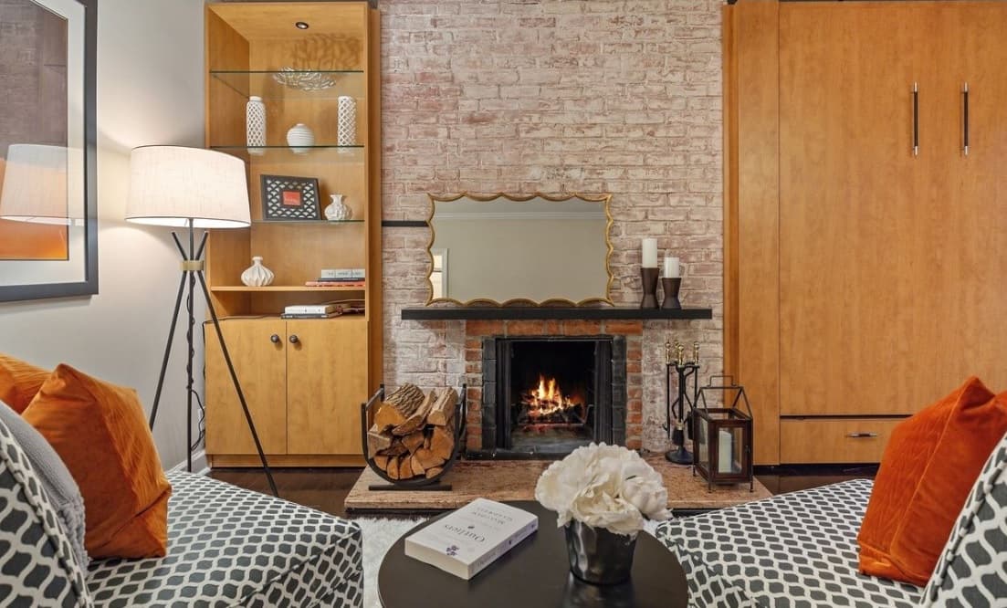 An East Village studio with a working fireplace and a Murphy bed, for $475,000