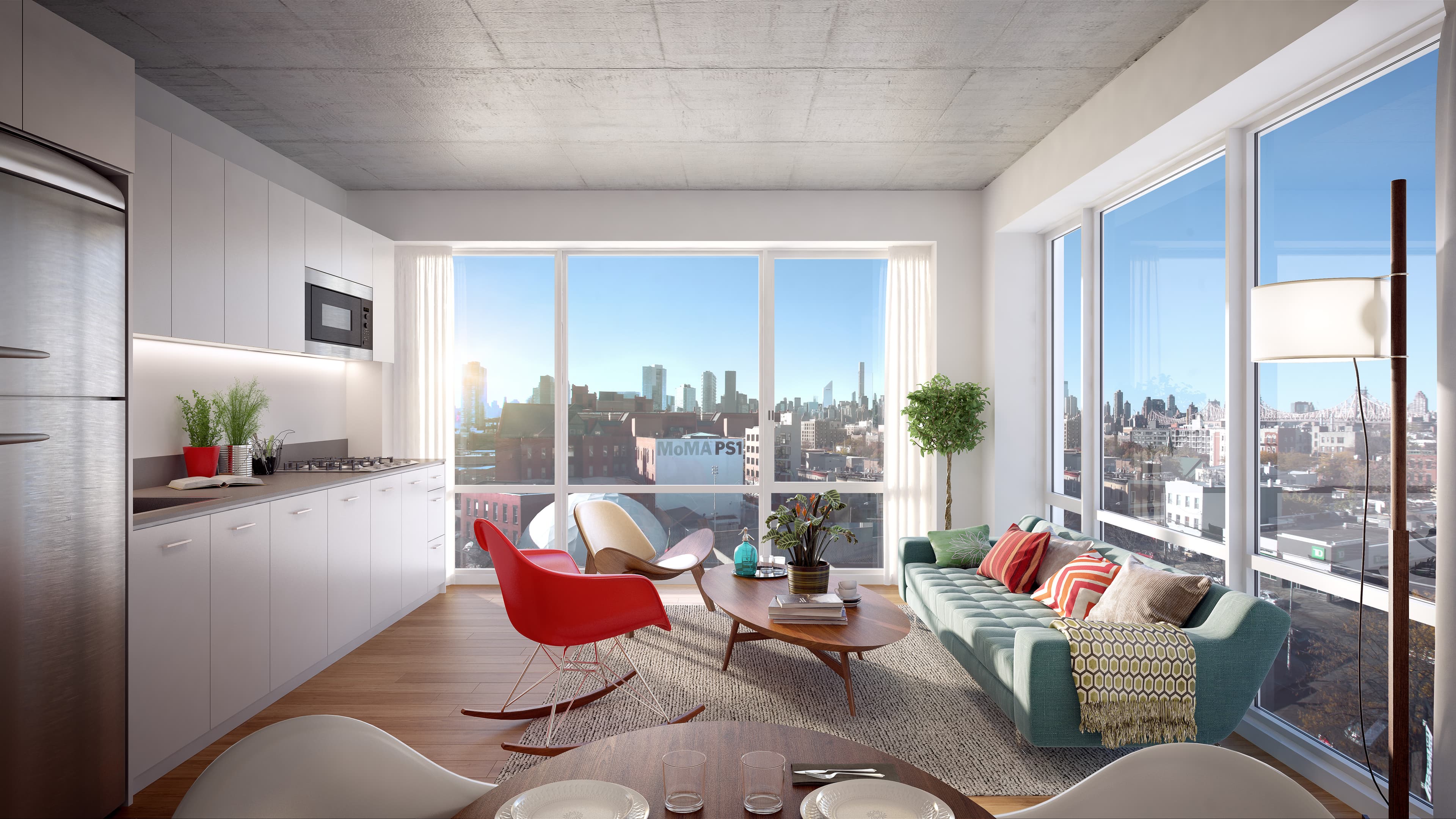 Be the first person to live in this brand new Hunters Point two-bedroom