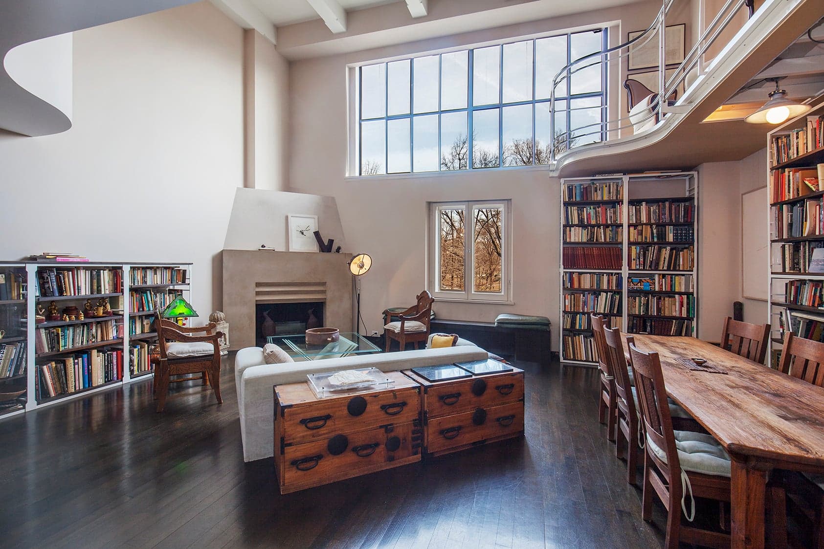 Bookworms will love this loft-like duplex right beside Central Park