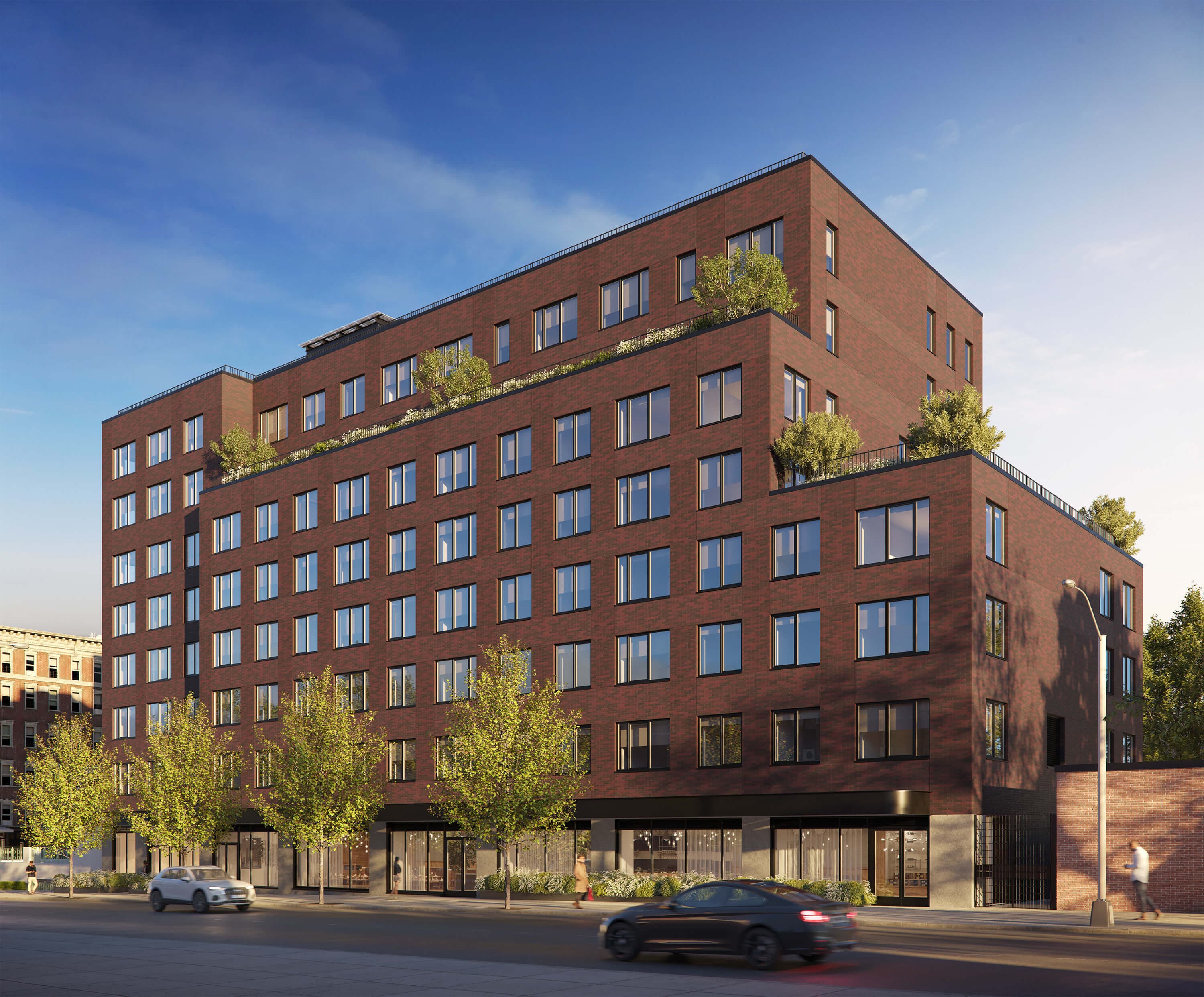 A rendering of the eight-story building at 22-51 45th St.