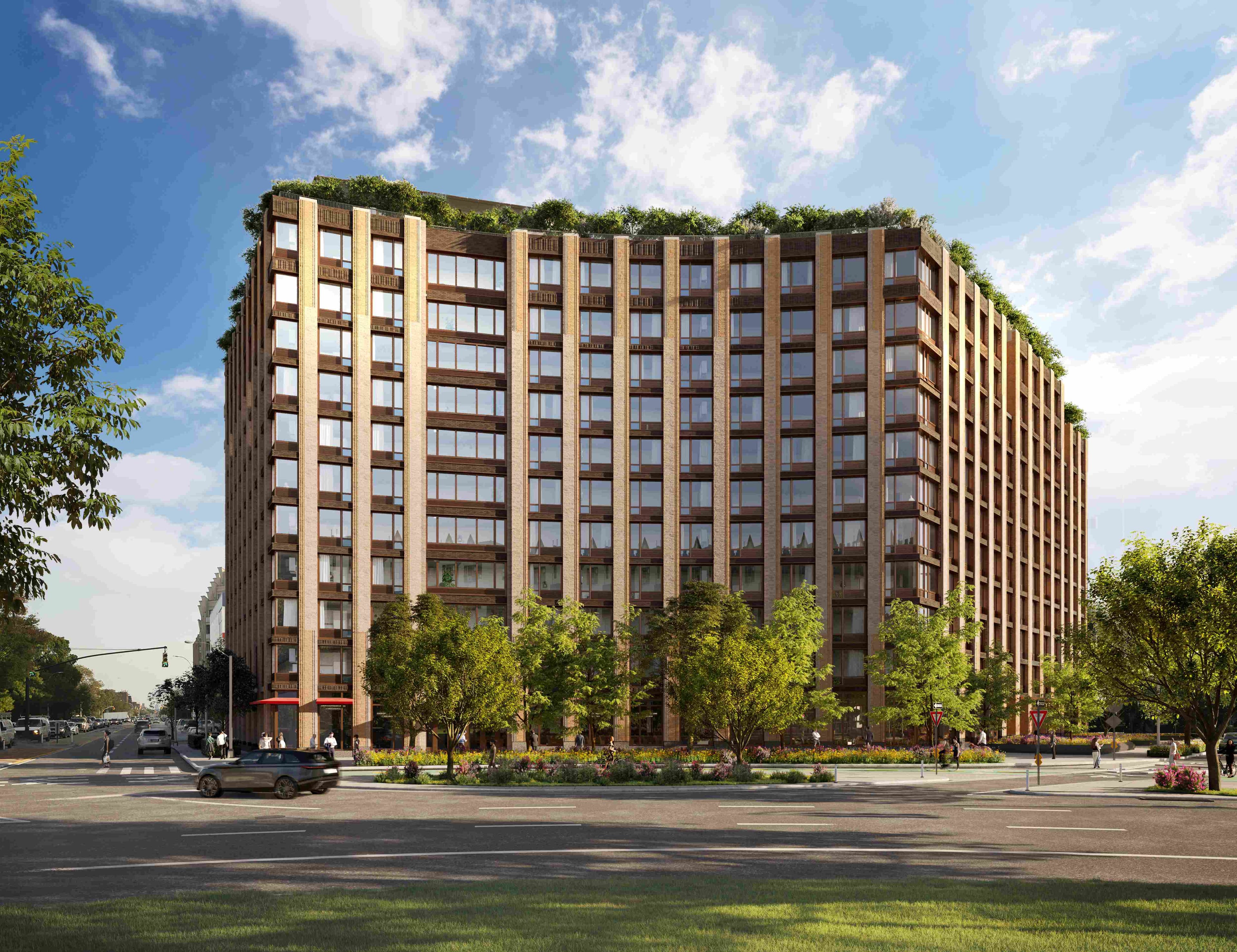 A rendering of the 11-story building at 11 Ocean Parkway in Windsor Terrace.