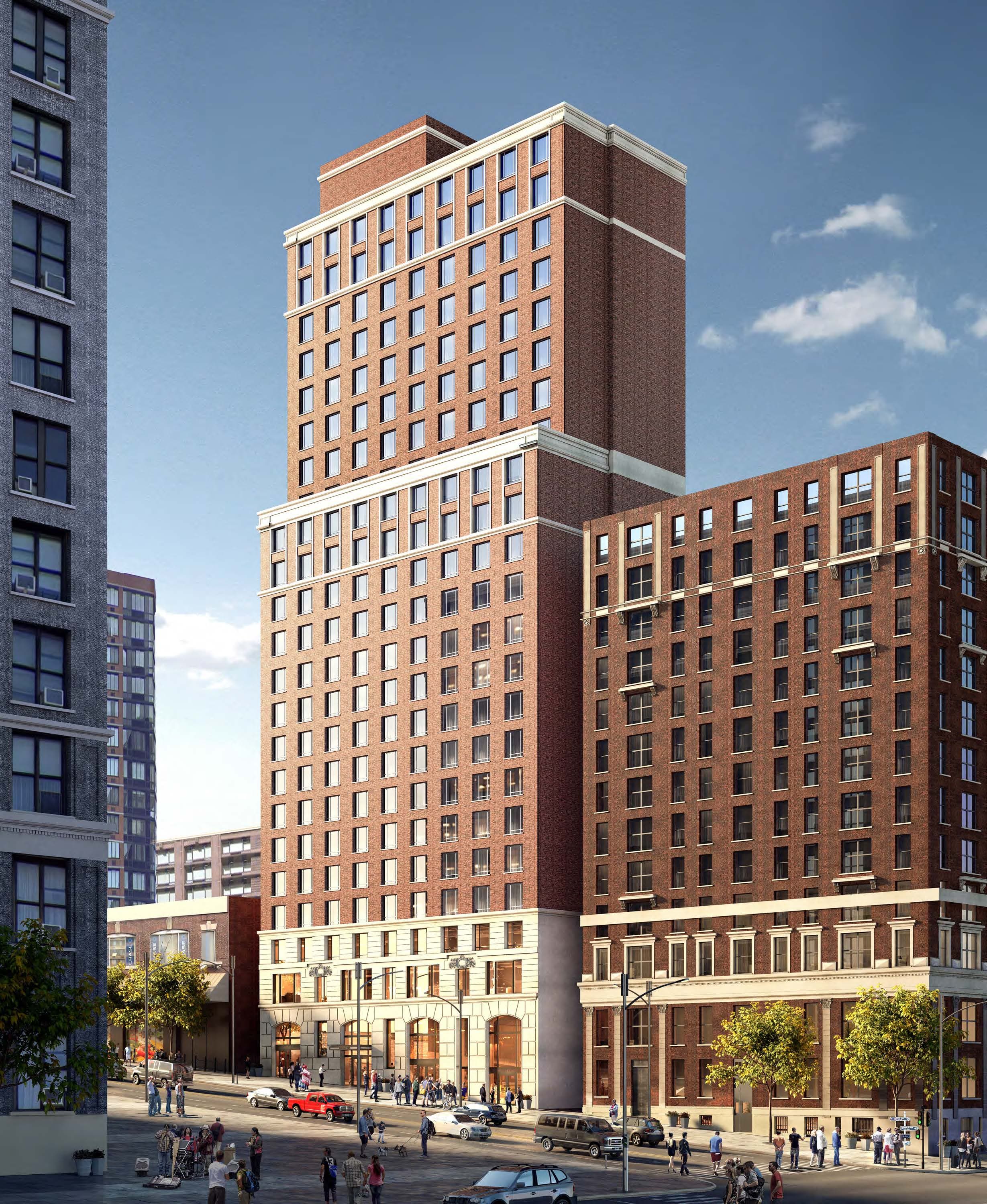 A rendering of the 23-story building at 266 West 96th Street.
