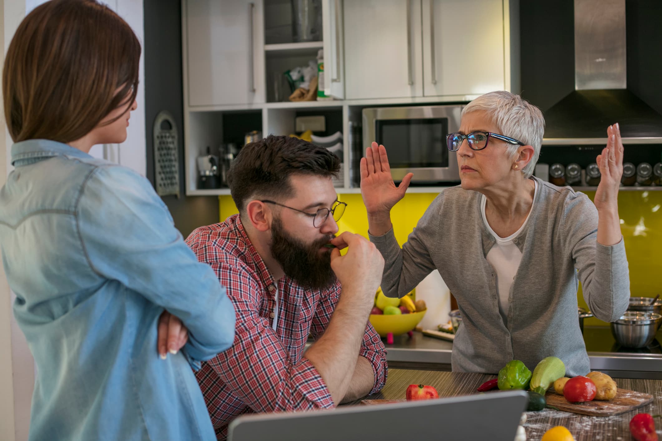 Mixed aged family couple