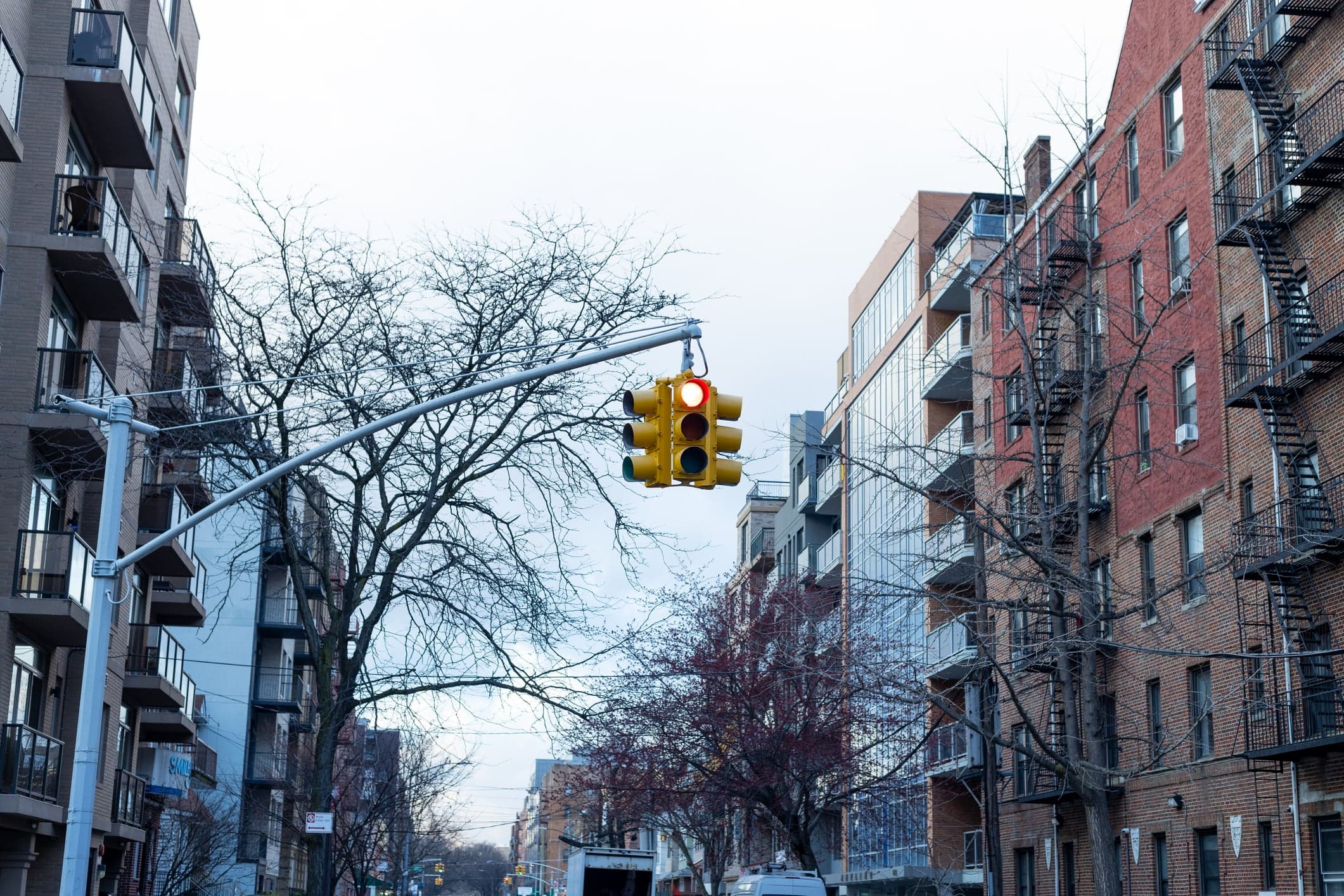 Traffic light in Brooklyn, New York - stock photo