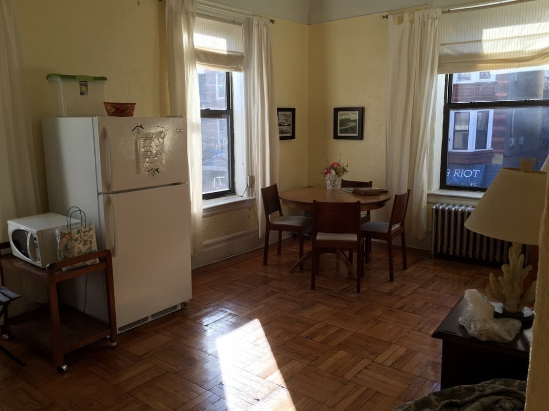 For $1,750/month, a charm-filled Bed-Stuy one-bedroom with a kitchen too small for a fridge