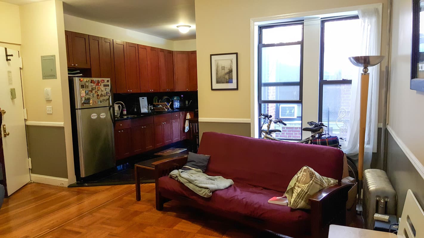 For $1,800 a month, you'll get a Crown Heights one-bedroom with a new kitchen and washer and dryer