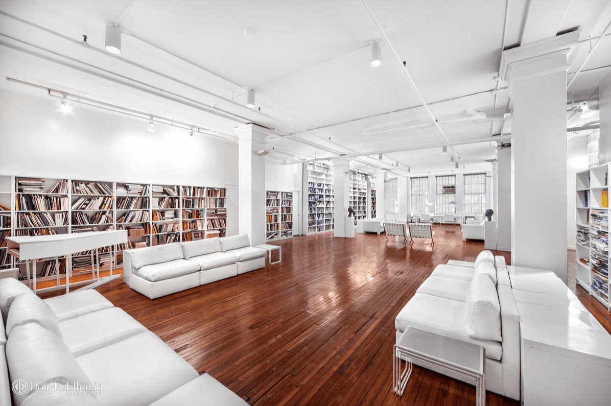 A massive full-floor loft in Nomad lined with bookcases, for $4,800,000