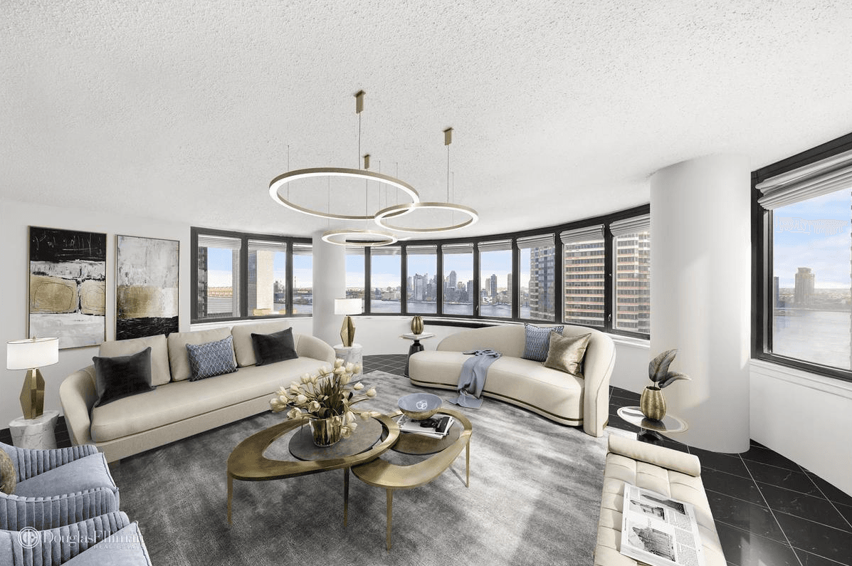 A Murray Hill three bedroom with a curved wall of windows, for $3,000,000
