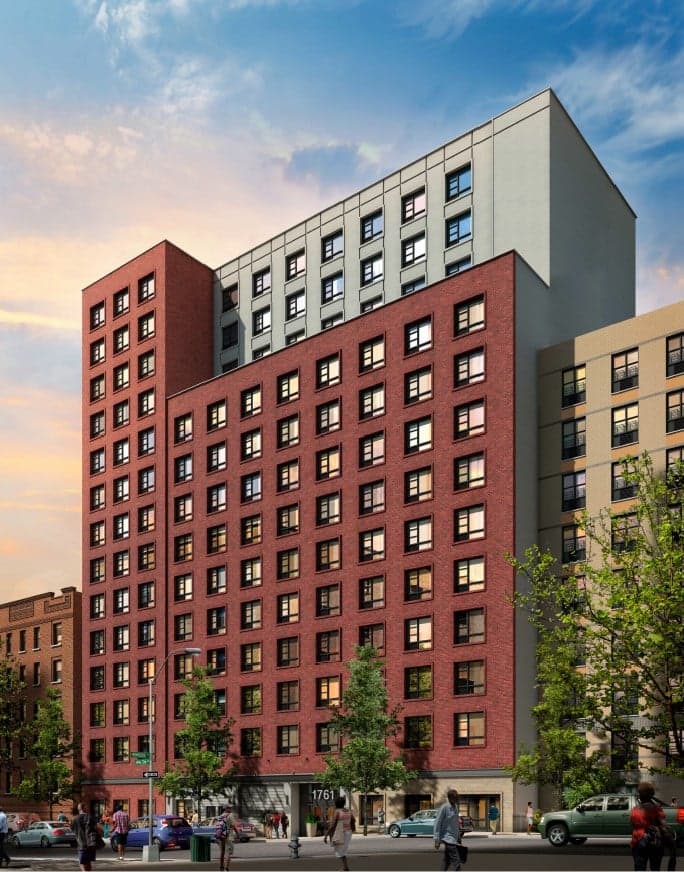 A rendering of the 14-story building at 1761 Walton Avenue in the Bronx.