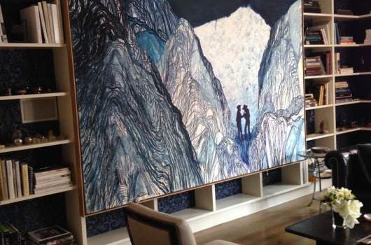Designer Sara Story's trick to expand her living room? A massive Daniel Richter painting
