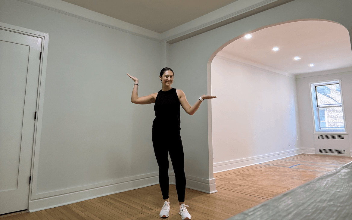 Rachel's one-bedroom co-op apartment is newly renovated.