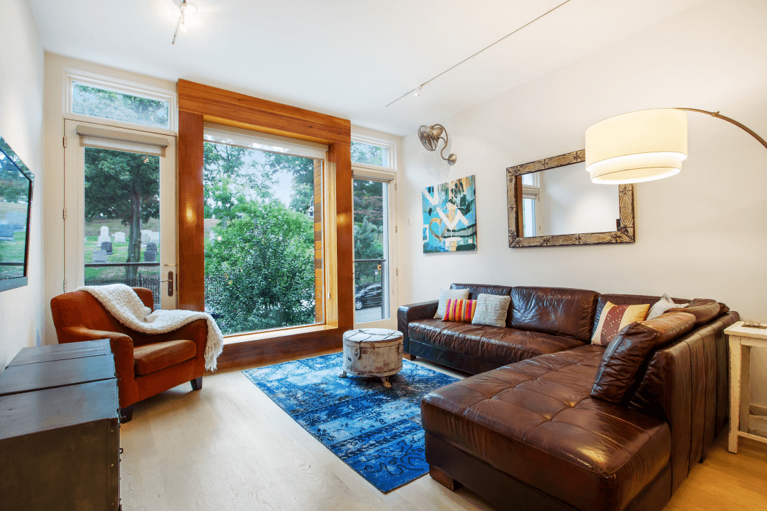 This townhouse comes with a room with a view—of a cemetery