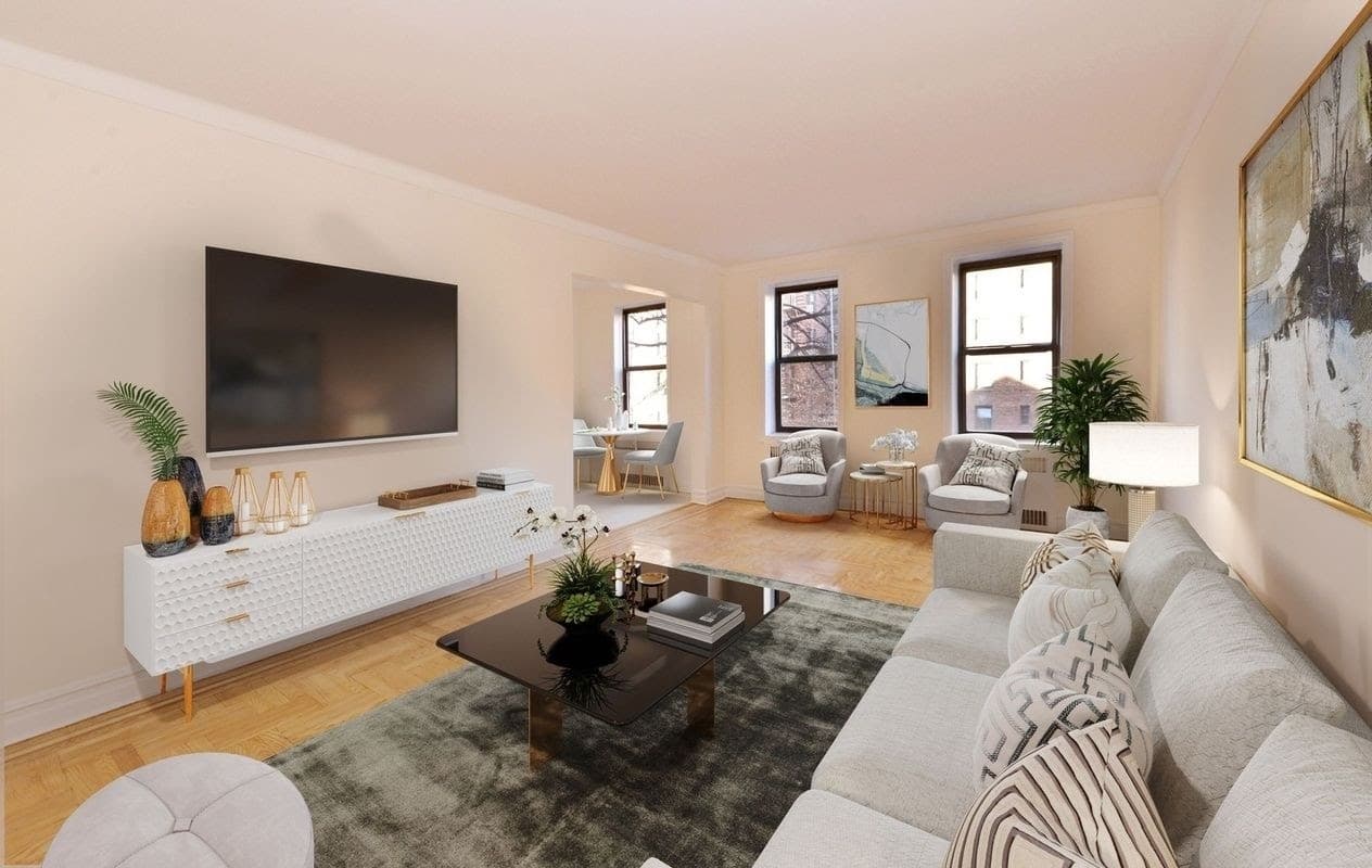 A two bedroom in Jackson Heights for $596,500, no board approval required
