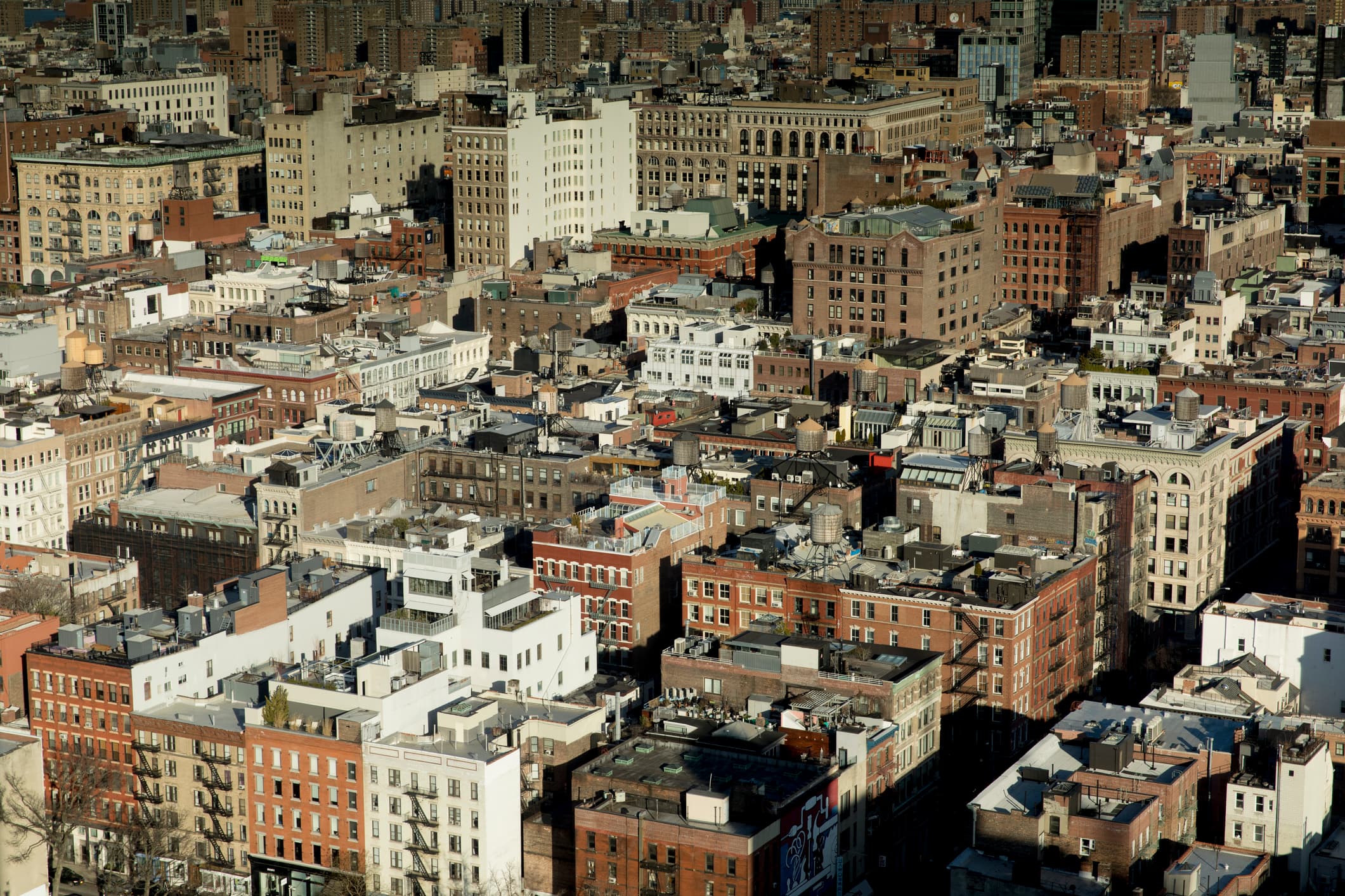 High angle view of SoHo neighborhood in New York City.