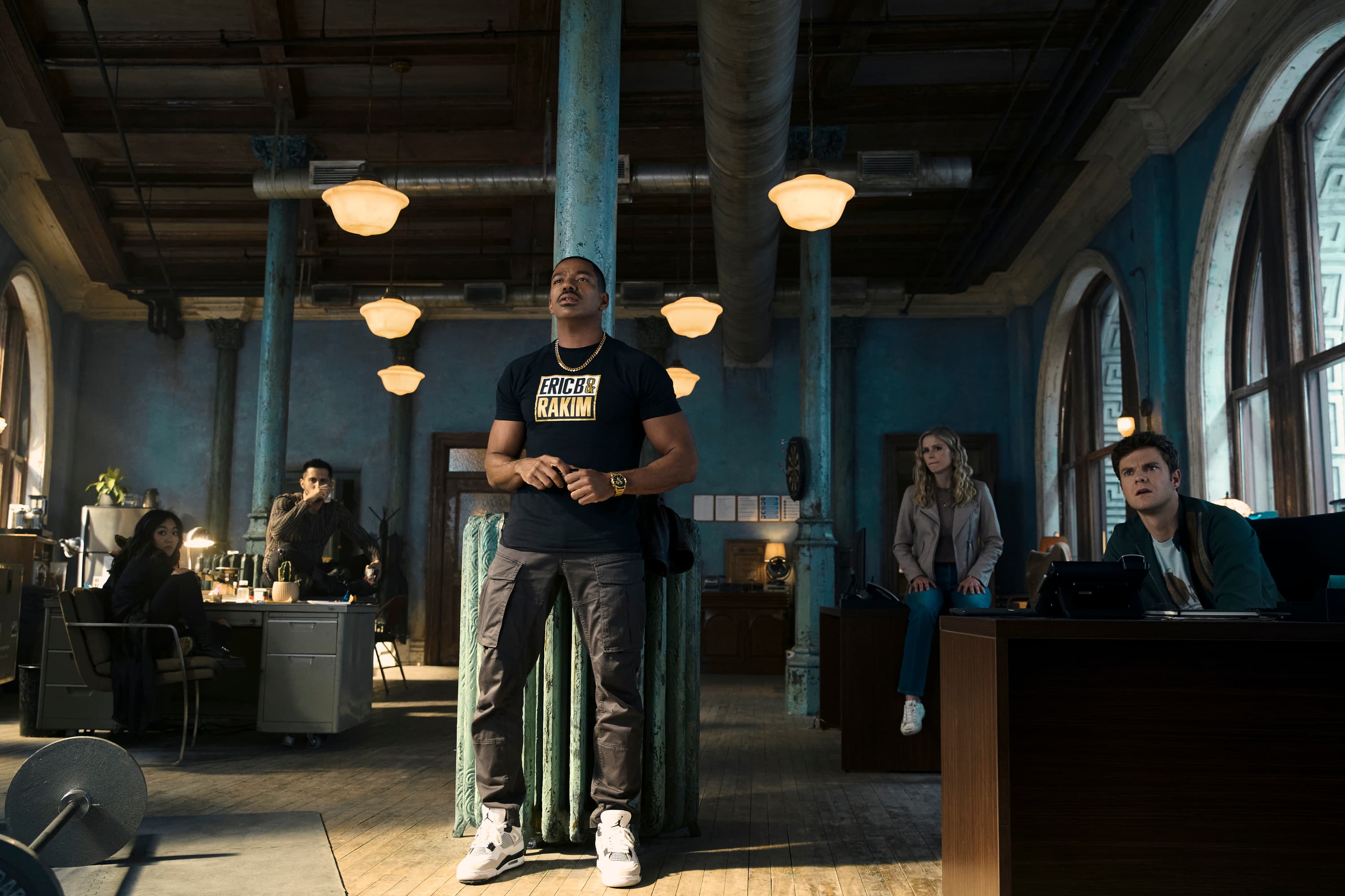 Marvin Milk (Laz Alonso) and the gang hang in their Flatiron Building offices in the fourth season of the hit show "The Boys", which aired its final episode in July.