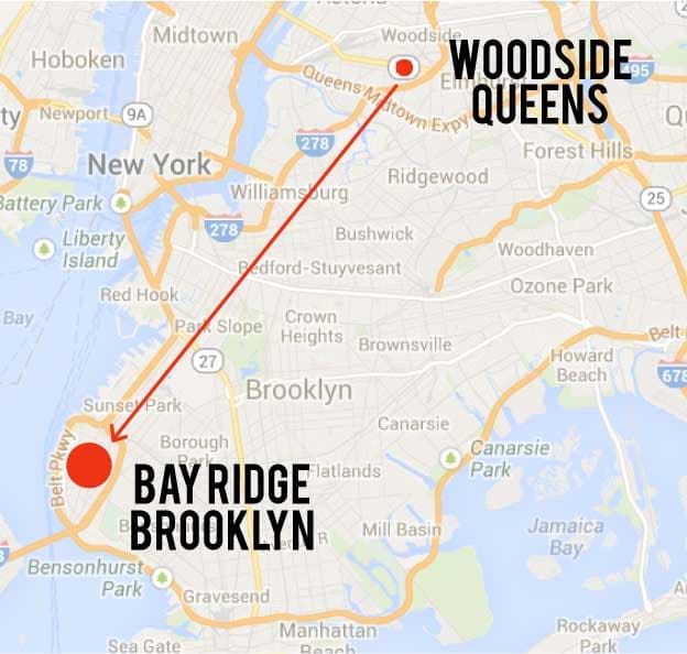Woodside, Queens to Bay Ridge, Brooklyn: Better restaurants, a more residential area, and a tougher commute