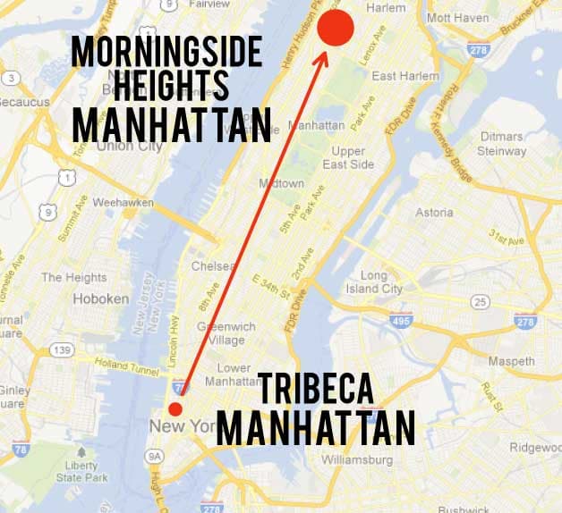 Tribeca to Morningside Heights: Another family friendly neighborhood, this time without the snobiness