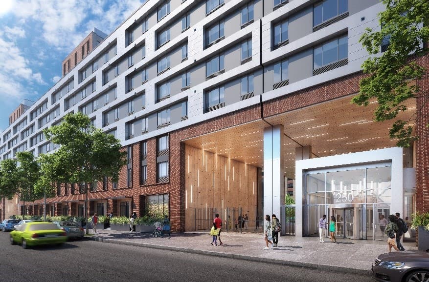 The Cypress Hills building is one of three connected affordable housing developments on Euclid Avenue. 