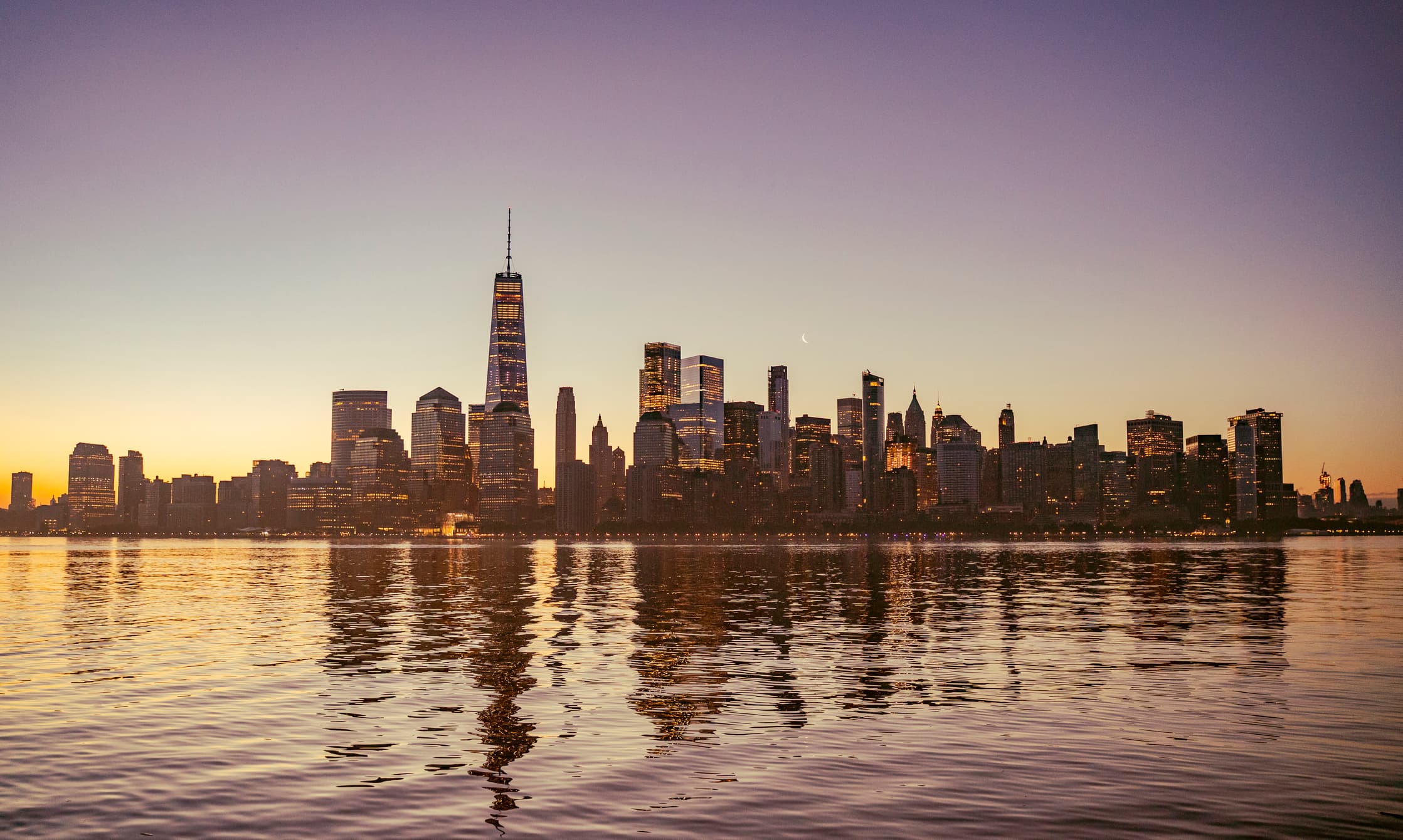 New York city skyline at sunrise
