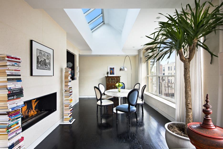 Skylights and huge windows brighten this East Village one bedroom 