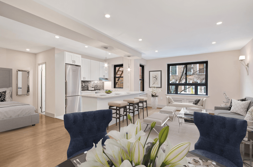 This sleek Upper West co-op is the rare studio with room for two