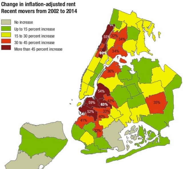 A depressing map of rent increases, affordable artist studios in DUMBO, and more