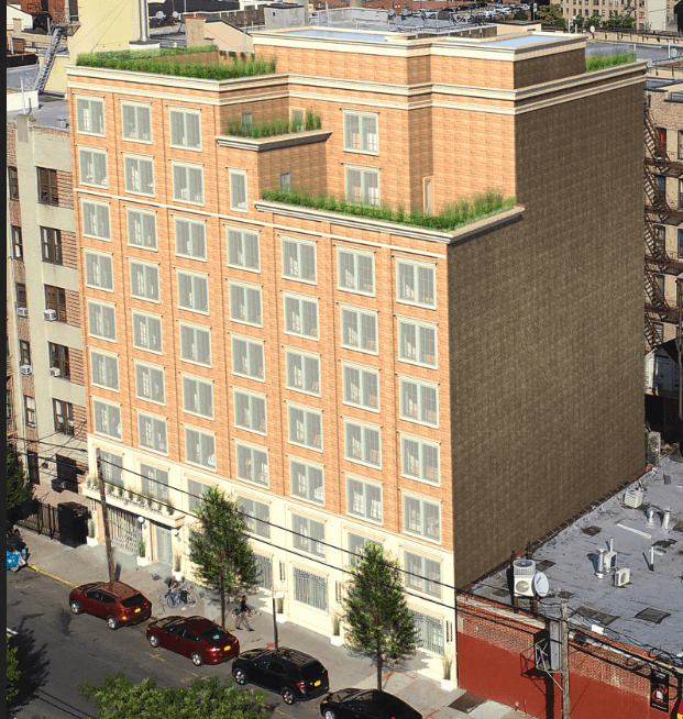 A rendering of the nine-story building at 1182 Woodycrest Ave. in the Highbridge neighborhood of The Bronx.