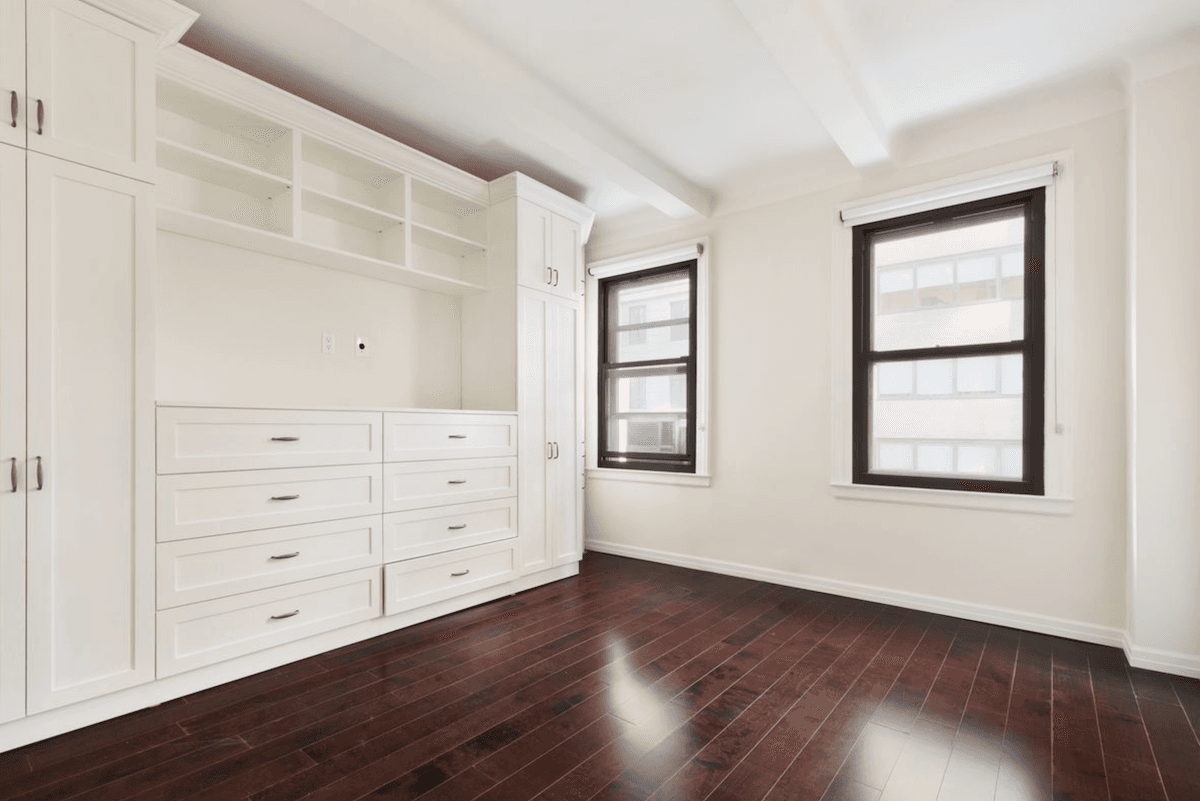 A one bedroom with custom storage in a prewar co-op in Lincoln Square, for $3,500